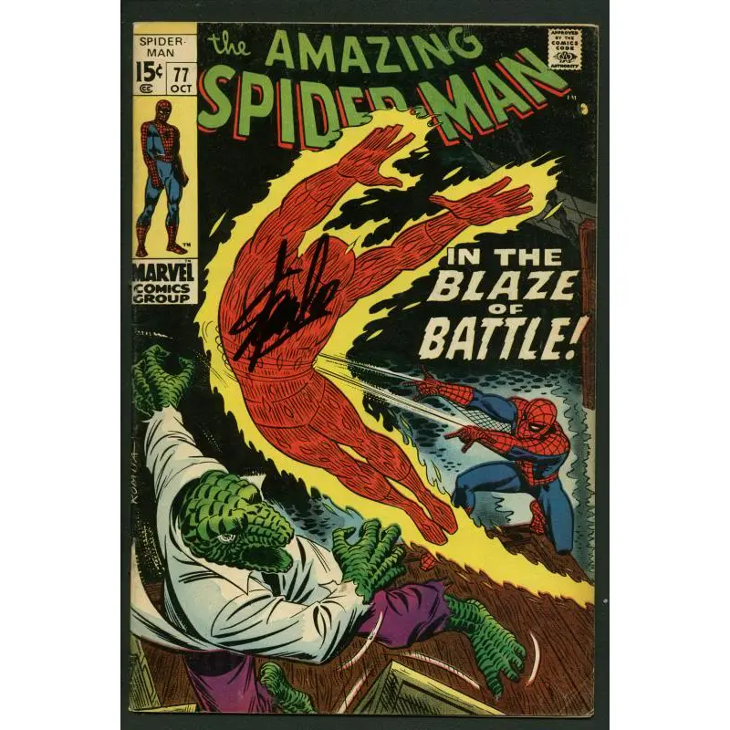 Stan Lee Signed Amazing Spider-Man #77 Comic Book Human Torch/Lizard PSA #W18801