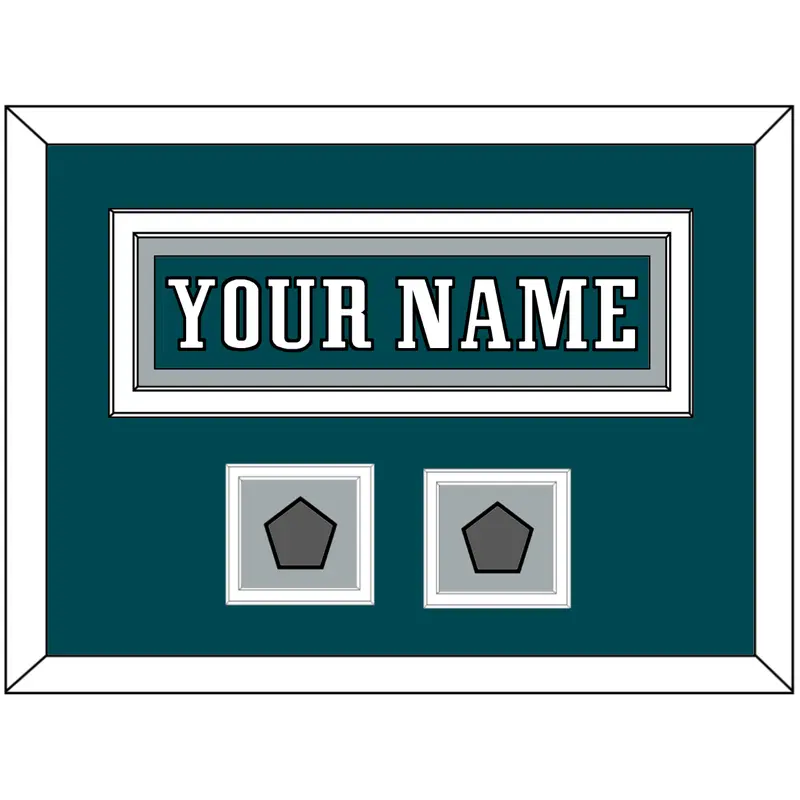 Philadelphia Nameplate & 2x Super Bowl Jersey Patches - Home Green - Double Mat 5