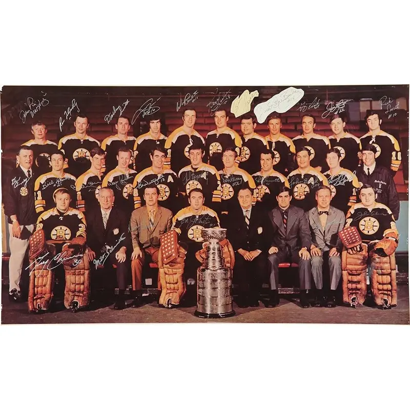 1969-70 Stanley Cup Champion Boston Bruins Team Signed Large 21x36 Photo JSA COA
