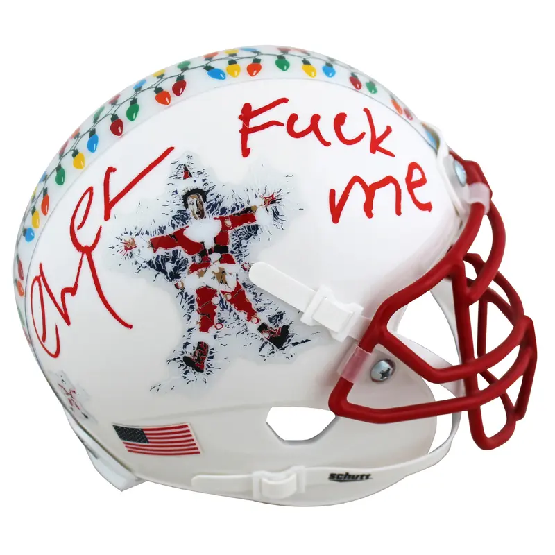 Chevy Chase Christmas Vacation "F*** Me" Signed Schutt Mini Helmet BAS #WM69391