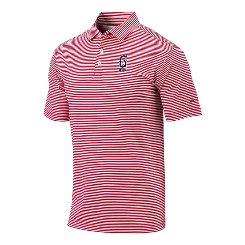 Greenville Drive Columbia Mens Club Invite Red Stripe Polo