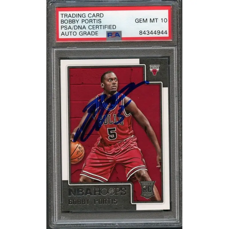 2015-16 NBA Hoops #275 Bobby Portis RC Signed Card AUTO 10 PSA Slabbed Bulls