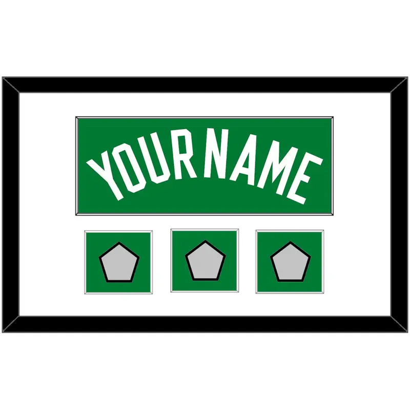 Boston Name & 3 Trophy Patches - Road Green (1972-2018) - Single Mat 1