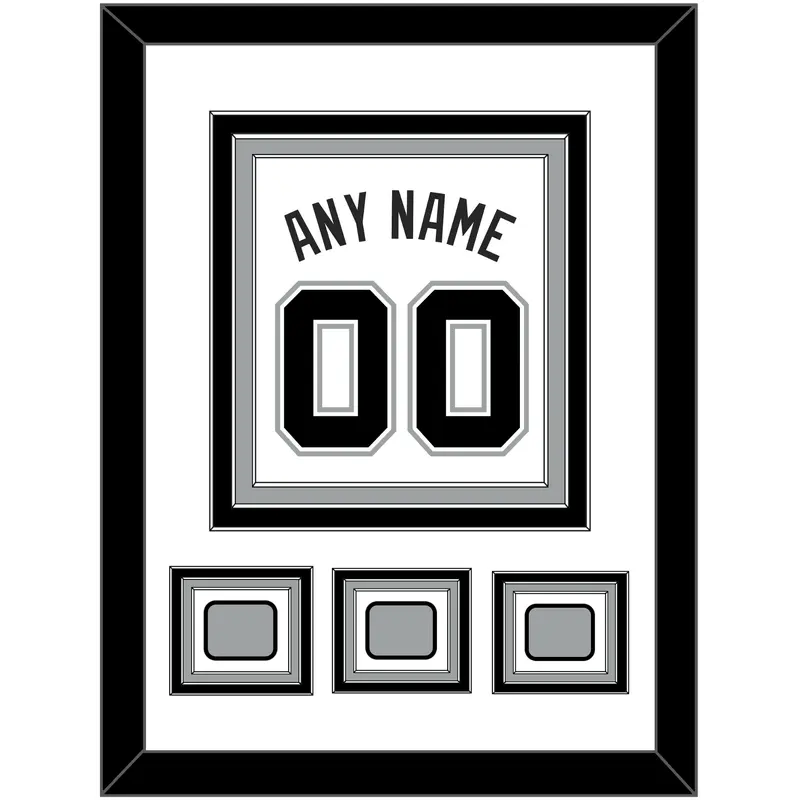 San Antonio Name & Numbers With 3 Finals Patches - Home White (2002-2017) - Triple Mat 1