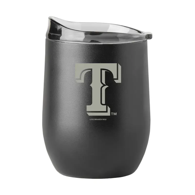 Texas Rangers GunMetal 16oz Black Powder Curved Beverage