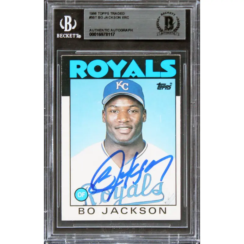 Royals Bo Jackson Authentic Signed 1986 Topps Traded #50T RC Card BAS Slabbed
