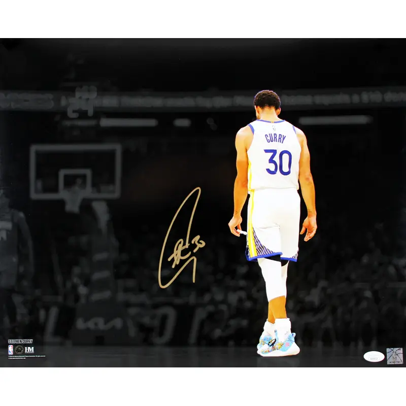Warriors Stephen Curry Authentic Signed 16x20 Horizontal Spotlight Photo JSA 4