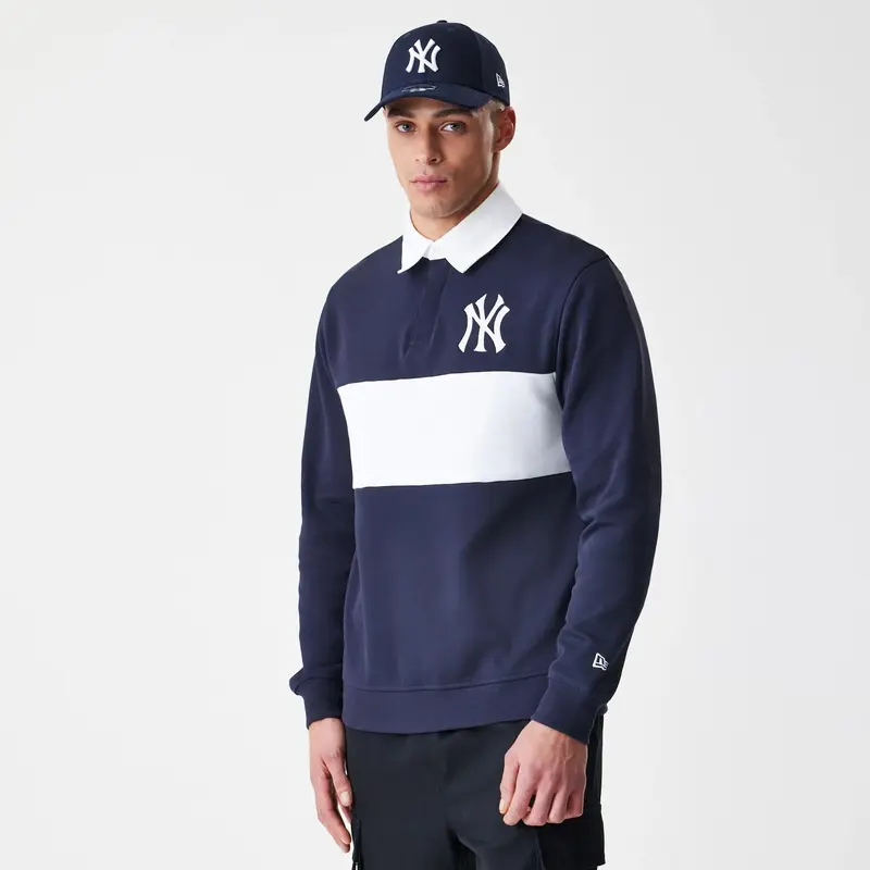 New York Yankees Throwback Prep Navy Long Sleeve Rugby Shirt