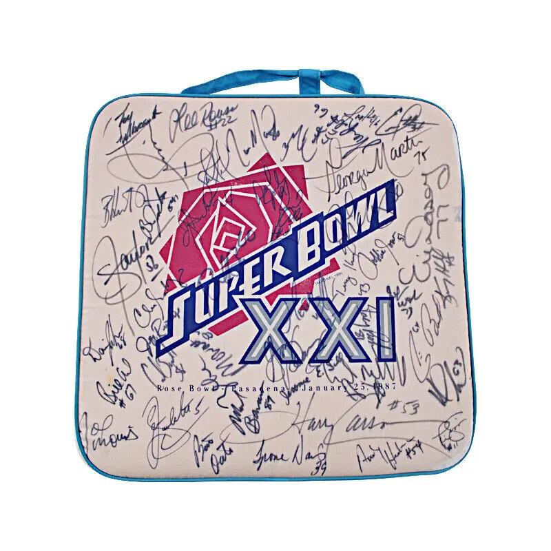 1986 New York Giants Super Bowl Champs Team Signed SB Seat Cushion With JSA COA