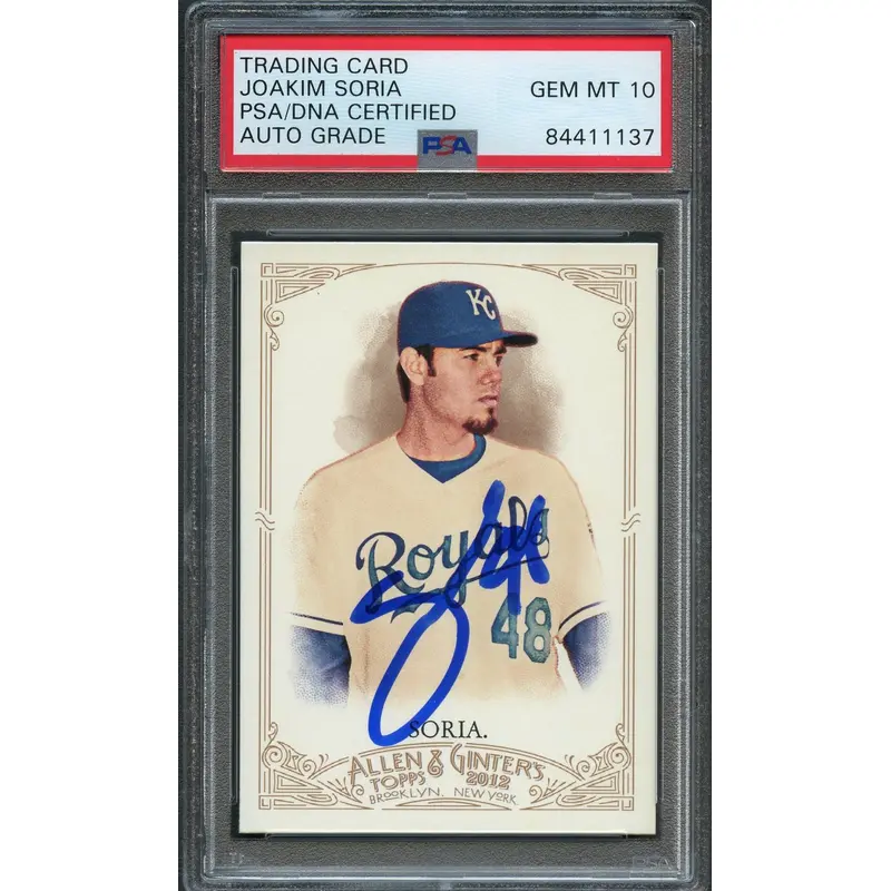 2012 Allen and Ginter #72 Joakim Soria Signed Card AUTO Grade 10 PSA Slabbed Royals