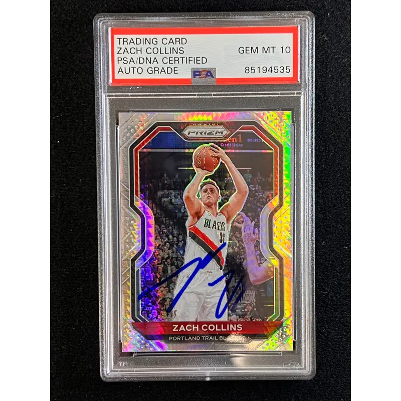 2020-21 Panini Prizm #6 ZACH COLLINS Signed Card AUTO 10 PSA Slabbed Blazers