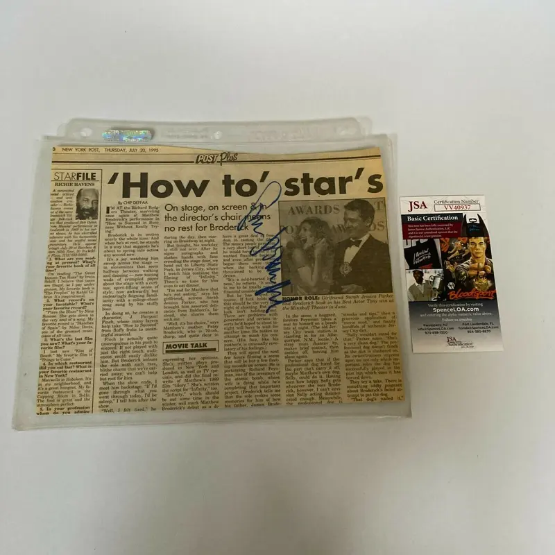 Sarah Jessica Parker Signed Autographed Newspaper Photo With JSA COA