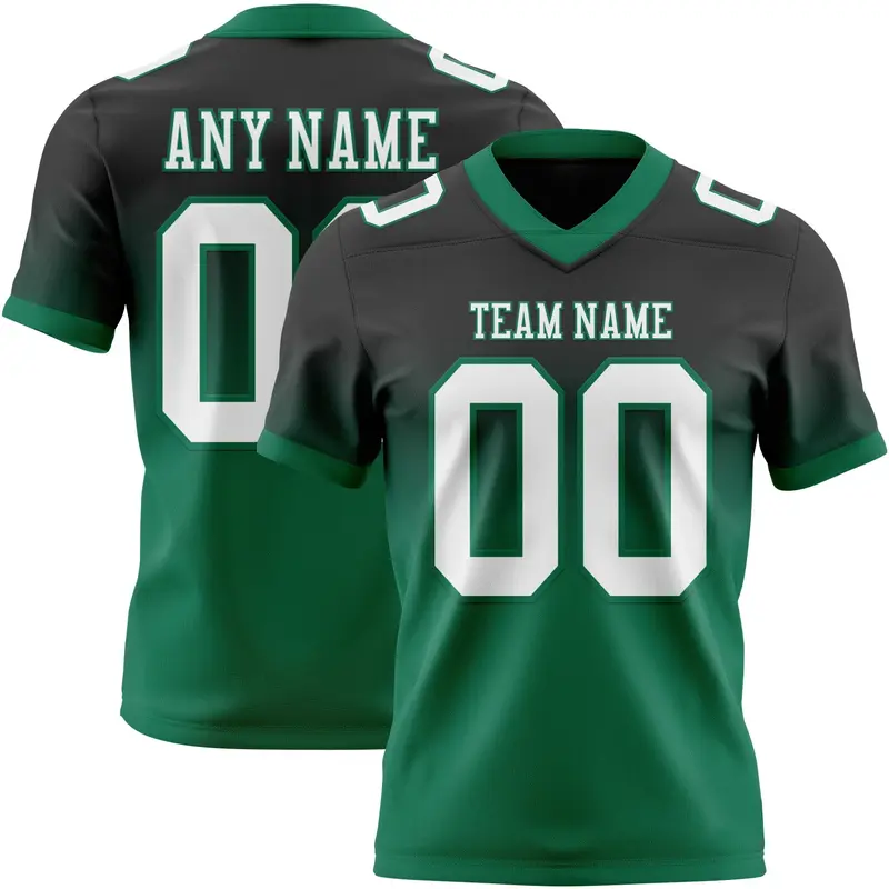 Custom Black White-Kelly Green Mesh Authentic Fade Fashion Football Jersey