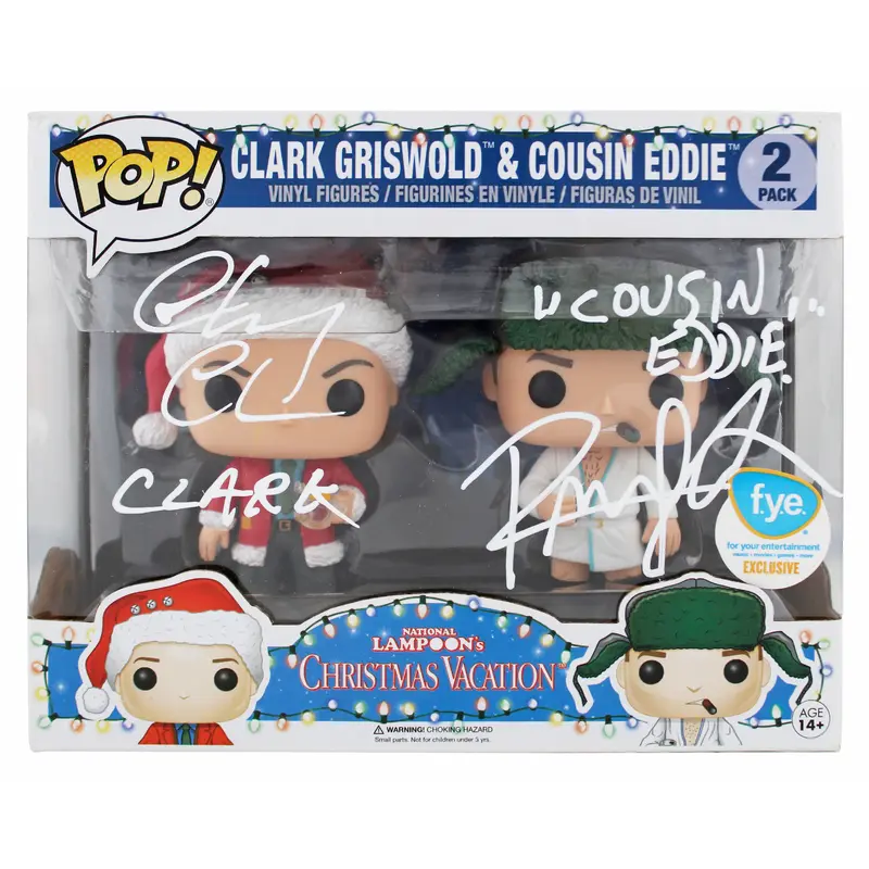 Chevy Chase & Randy Quaid Christmas Vacation Signed Funko Pop Vinyl Figure BAS W
