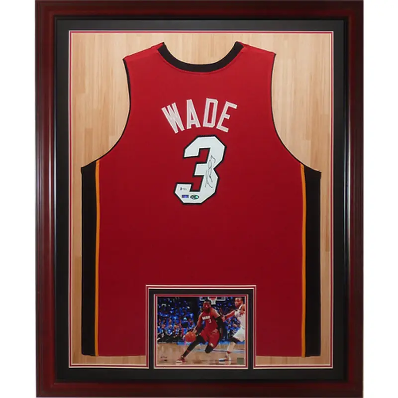 Dwyane Wade Autographed Miami Heat (Red #3) Deluxe Framed Jersey - Fanatics