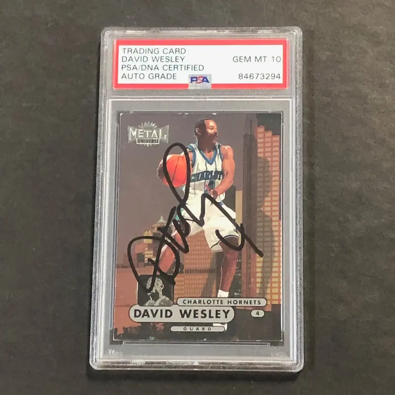 1997-98 Skybox #65 David Wesley Signed Card AUTO PSA Slabbed Hornets