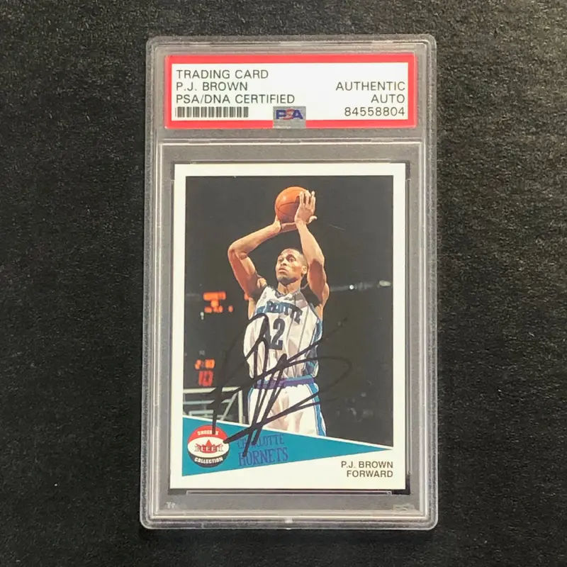 2001-02 Fleer Shoebox Collection #108 PJ BROWN Signed AUTO PSA Slabbed Hornets
