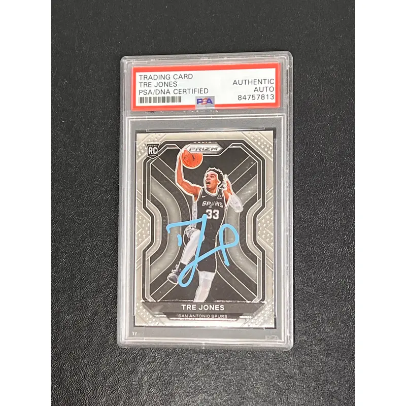 2020-21 Panini Prizm #291 Tre Jones Signed Card AUTO PSA/DNA Slabbed RC Spurs