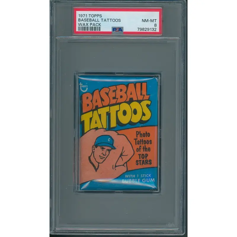 1971 Topps Baseball Tattoos Unopened Wax Pack PSA 8 *9132