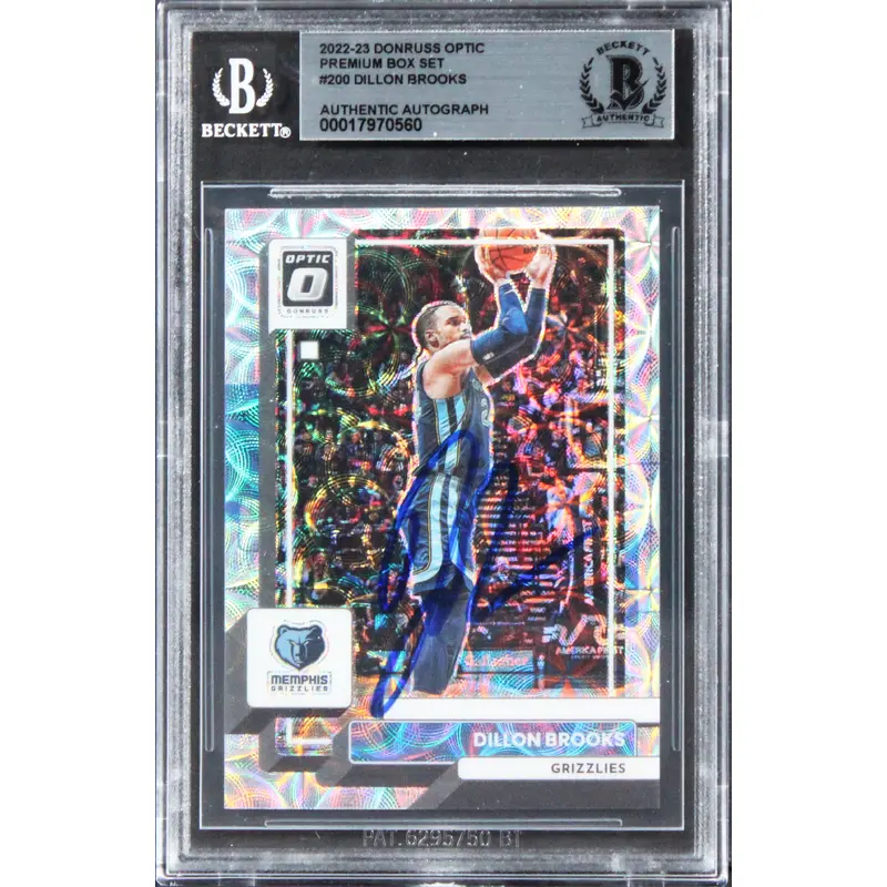 Grizzlies Dillon Brooks Signed 2022 Donruss Optic Premium Set #200 Card BAS Slab