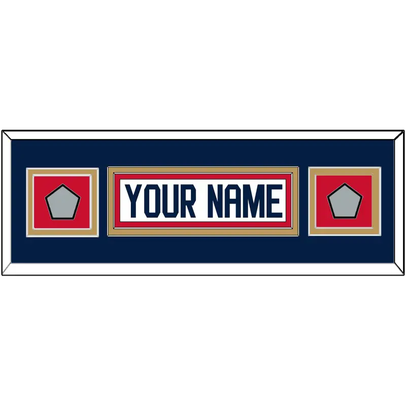 Florida Nameplate & 2 Stanley Cup Champions Patches - Road White - Double Mat 8