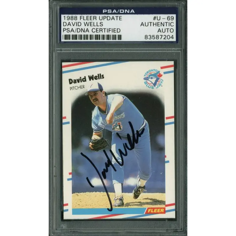 David Wells Authentic Signed Card 1988 Fleer Update Rc #U-69 PSA/DNA Slabbed