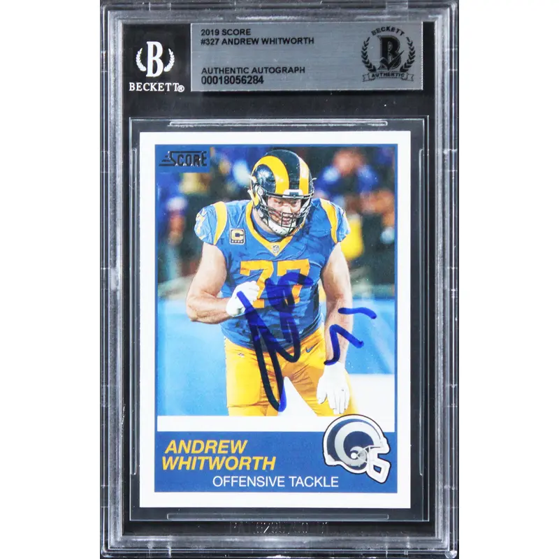 Rams Andrew Whitworth Authentic Signed 2019 Score #327 Card BAS Slabbed 1