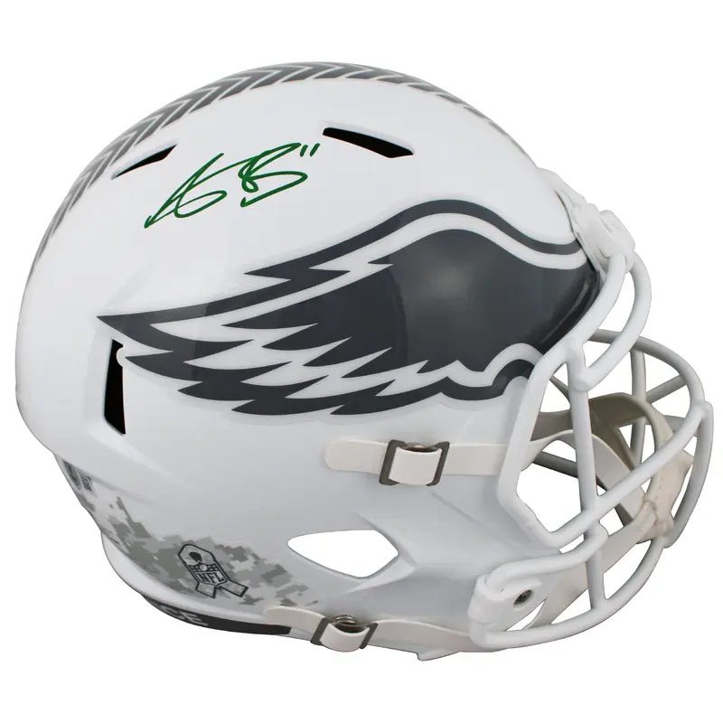 Eagles A.J. Brown Signed STS III Full Size Speed Rep Helmet BAS Witnessed