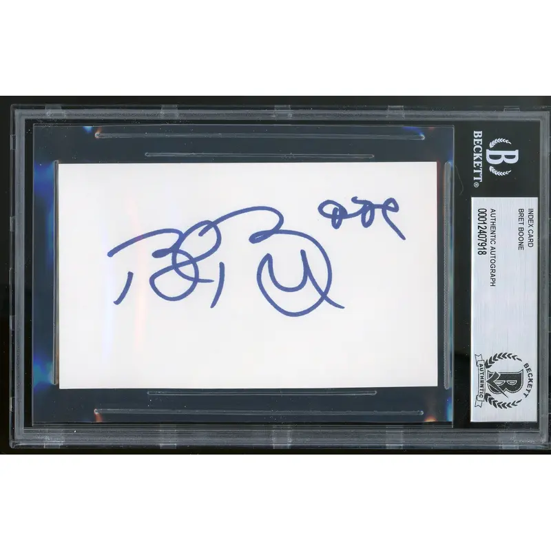 Mariners Bret Boone Authentic Signed 3x5 Index Card Autographed BAS Slabbed
