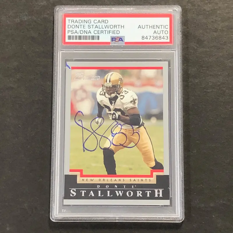 2004 Bowman Football #13 Donte Stallworth Signed Card AUTO PSA Slabbed Saints