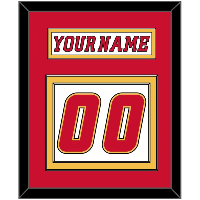Calgary Nameplate & Number (Back) - Road White (2007-2017) - Double Mat 2