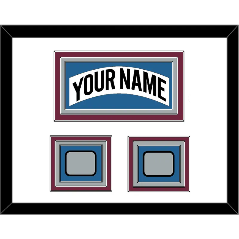 Colorado Nameplate & 2 Stanley Cup Finals Patches - Home White (1999-2001) - Triple Mat 2