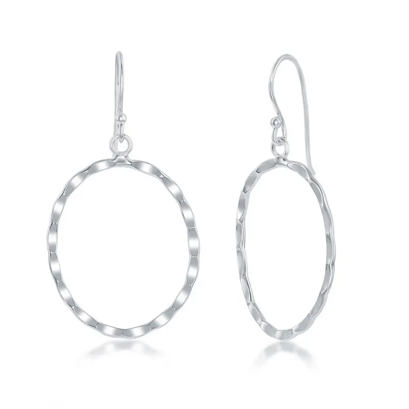 Sterling Silver Hammered Oval Earrings