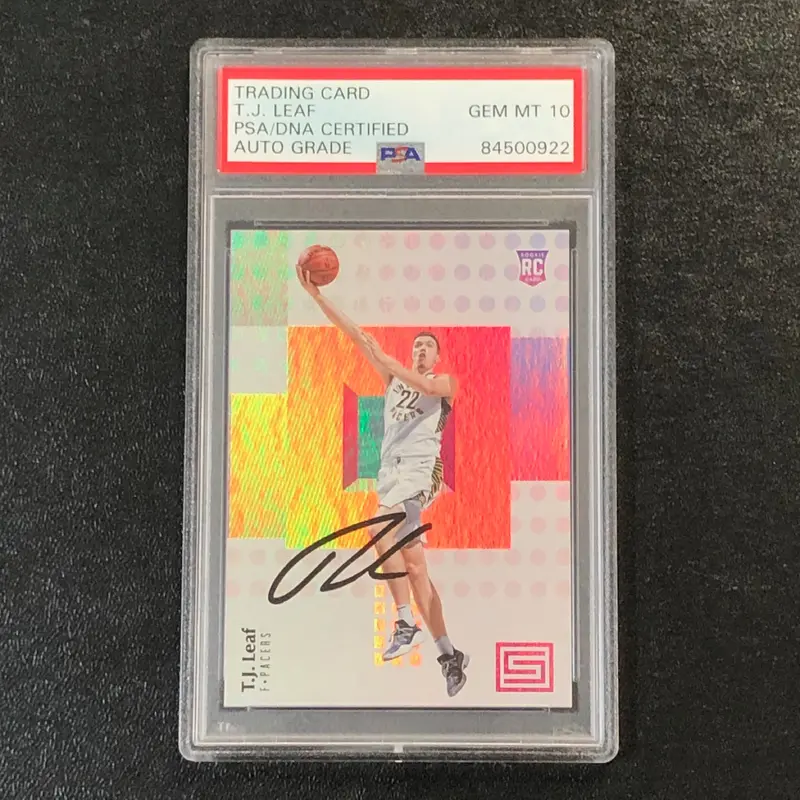 2017-18 Panini Status #124 TJ Leaf Signed Card AUTO 10 PSA Slabbed RC Pacers