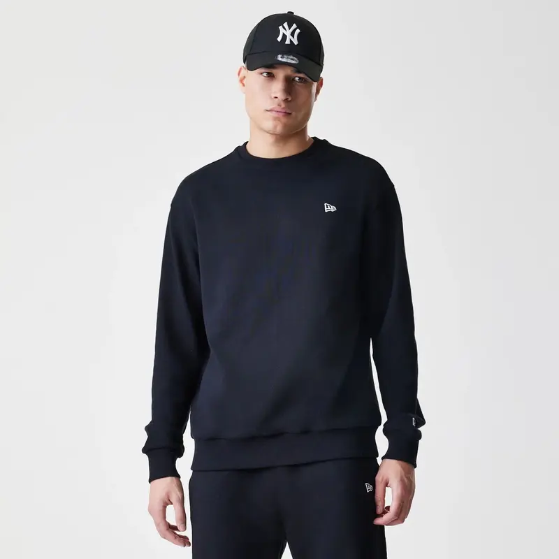 New Era Premium Essential Black Oversized Crew Neck Sweater