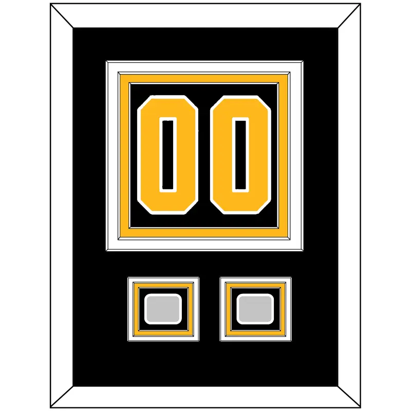 Pittsburgh Number (Back) & 2 Stanley Cup Champions Patches - Home Black - Triple Mat 2