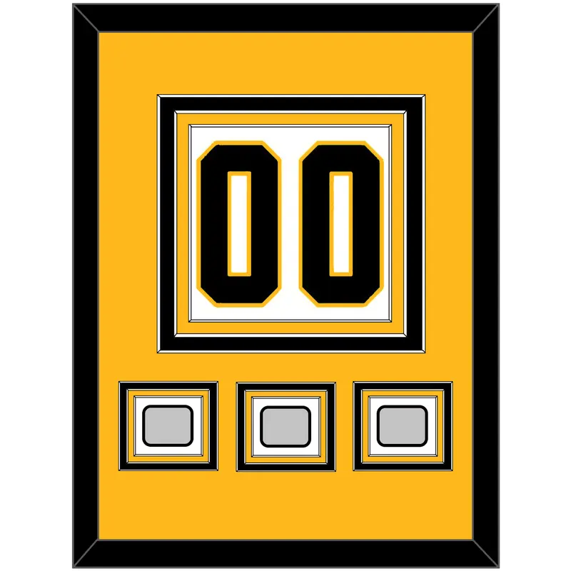 Pittsburgh Number (Back) & 3 Stanley Cup Champions Patches - Road White - Triple Mat 3