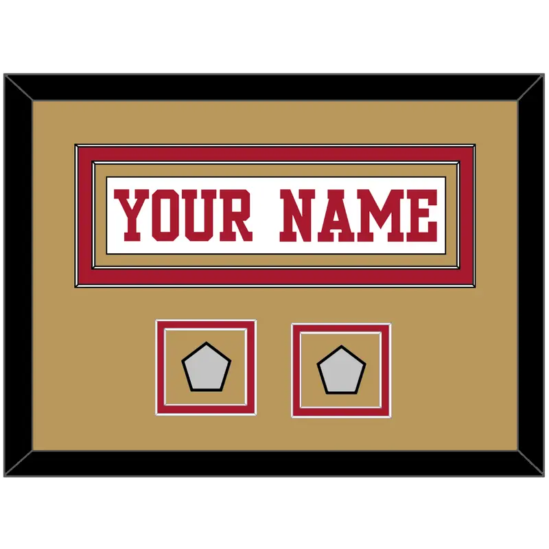 San Francisco Nameplate & 2 Super Bowl Patches - Road White - Double Mat 15