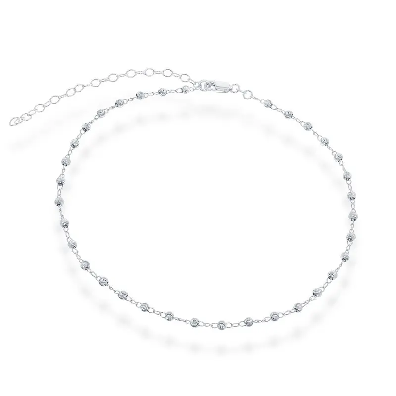 Sterling Silver Moon Cut Bead Choker