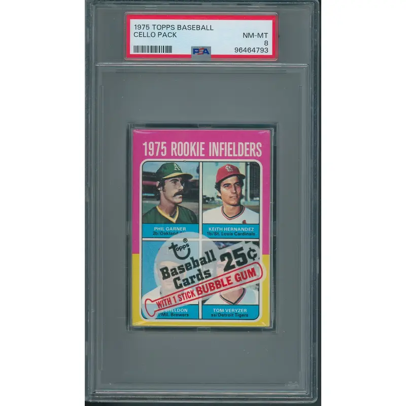 1975 Topps Baseball Unopened Cello Pack PSA 8 Hernandez Top *4793