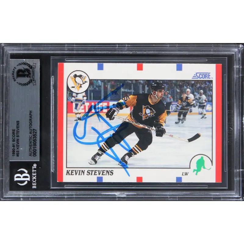 Penguins Kevin Stevens Authentic Signed 1990 Score #53 Card BAS Slabbed