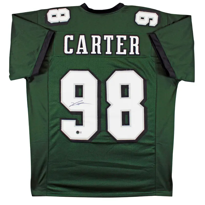 Jalen Carter Authentic Signed Green Pro Style Jersey Autographed BAS Witnessed 2