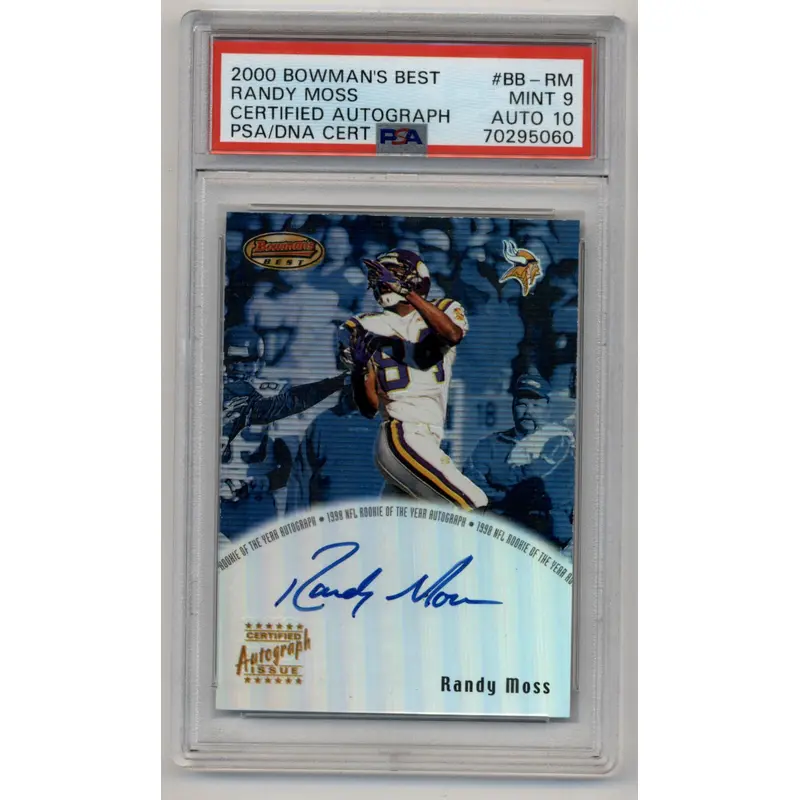 Randy Moss 2000 Bowman's Best Certified Auto PSA 9 Mint Auto 10
