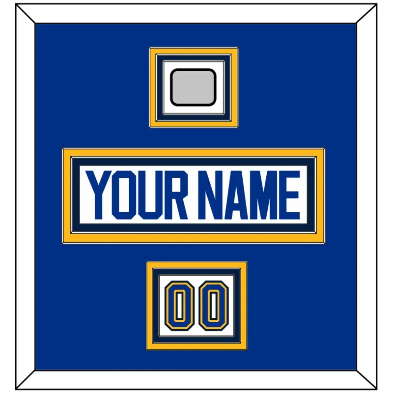 St. Louis Nameplate, Number (Shoulder) & Stanley Cup Finals Patch - Road White - Triple Mat 2