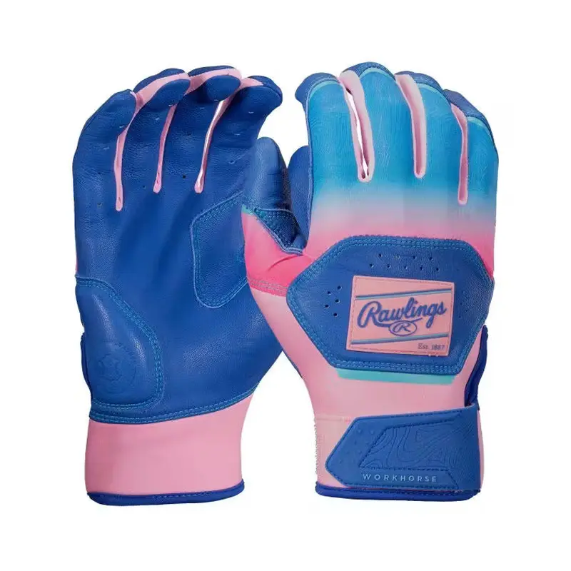 Rawlings Workhorse Funburst Batting Gloves - Royal/Pink