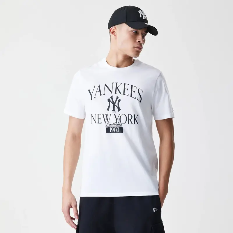 New York Yankees MLB Arch Wordmark White T-Shirt