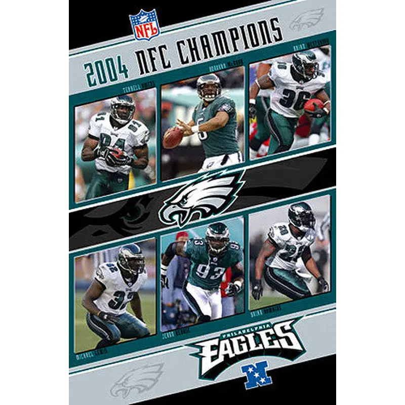 Philadelphia Eagles 2004 NFC Champions 6-Player Action Poster - Costacos Sports