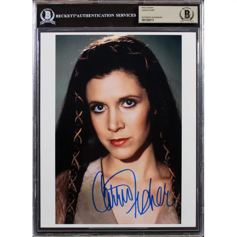 Carrie Fisher Star Wars Authentic Signed 8x10 Photo Autogarphed BAS Slabbed
