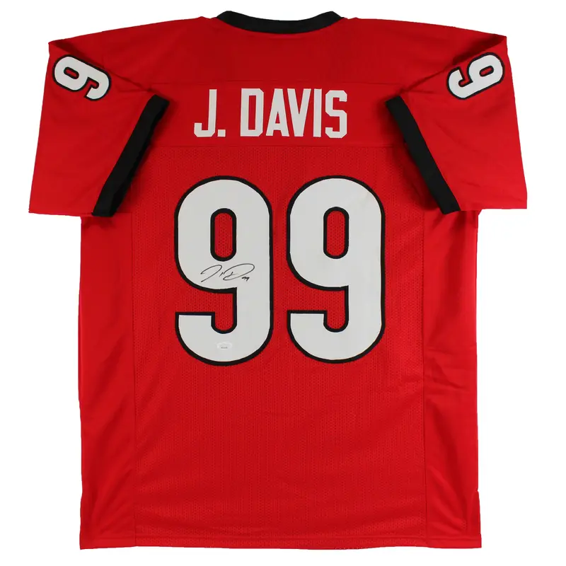 Georgia Jordan Davis Authentic Signed Red Pro Style Jersey JSA Witness