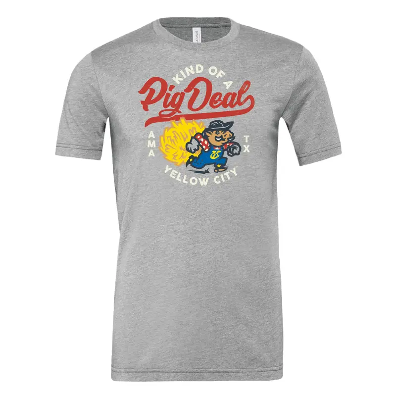 Amarillo Sod Poodles Yellow City Pigweeds YOUTH Grey Pig Deal Tee
